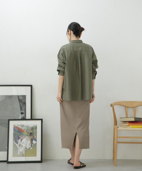 NANO universe（ナノユニバース）の「LB.04/カット楊柳シャーリングスカート（スカート・レディース・クリーム/ブラック/パープル/モカ・FREE）」の17枚目の写真