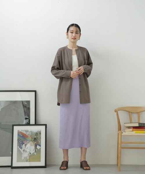 NANO universe（ナノユニバース）の「LB.04/カット楊柳シャーリングスカート（スカート・レディース・クリーム/ブラック/パープル/モカ・FREE）」の18枚目の写真