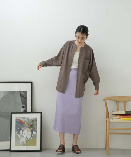 NANO universe（ナノユニバース）の「LB.04/カット楊柳シャーリングスカート（スカート・レディース・クリーム/ブラック/パープル/モカ・FREE）」の20枚目の写真