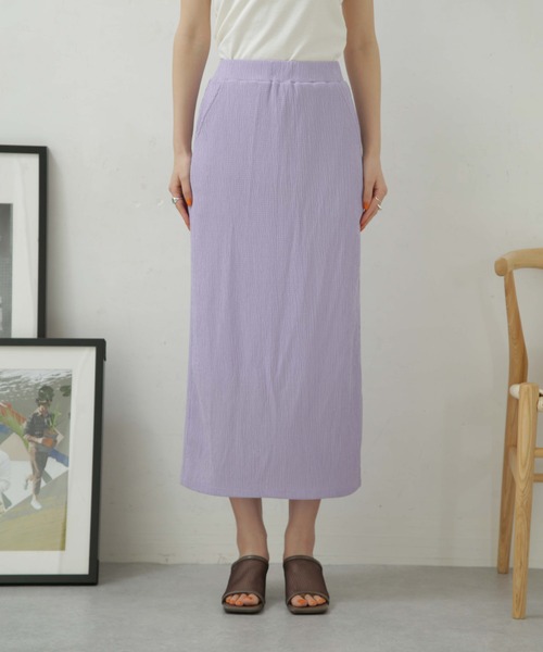 NANO universe（ナノユニバース）の「LB.04/カット楊柳シャーリングスカート（スカート・レディース・クリーム/ブラック/パープル/モカ・FREE）」の21枚目の写真