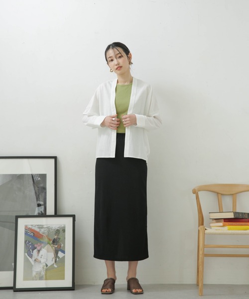 NANO universe（ナノユニバース）の「LB.04/カット楊柳シャーリングスカート（スカート・レディース・クリーム/ブラック/パープル/モカ・FREE）」の5枚目の写真