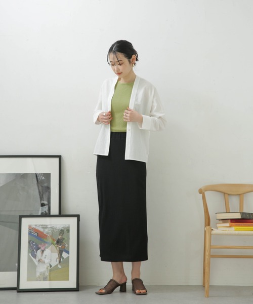 NANO universe（ナノユニバース）の「LB.04/カット楊柳シャーリングスカート（スカート・レディース・クリーム/ブラック/パープル/モカ・FREE）」の7枚目の写真