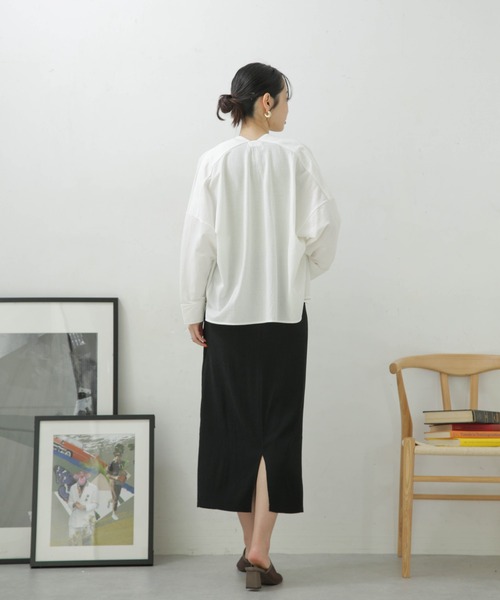 NANO universe（ナノユニバース）の「LB.04/カット楊柳シャーリングスカート（スカート・レディース・クリーム/ブラック/パープル/モカ・FREE）」の8枚目の写真