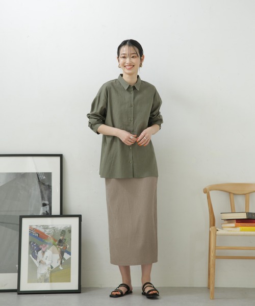 NANO universe（ナノユニバース）の「LB.04/カット楊柳シャーリングスカート（スカート・レディース・クリーム/ブラック/パープル/モカ・FREE）」の15枚目の写真