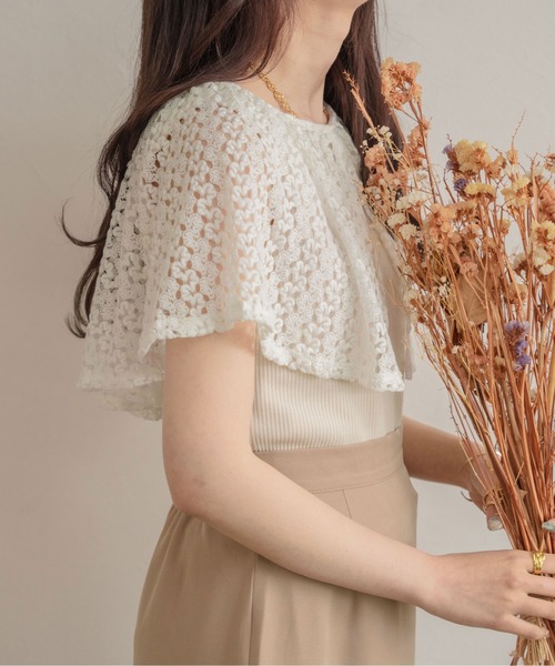Ambre Neige(アンブルネージュ)の「レースカラートップス/【WEB/EC限定商品】(Tシャツ/カットソー・レディース・アイボリー/ダークブラウン・FREE)」の5枚目の写真
