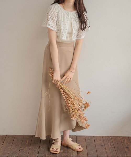 Ambre Neige(アンブルネージュ)の「レースカラートップス/【WEB/EC限定商品】(Tシャツ/カットソー・レディース・アイボリー/ダークブラウン・FREE)」の3枚目の写真