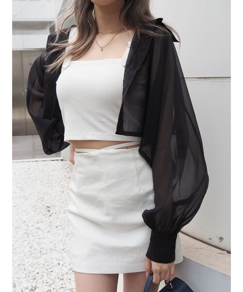 EVRIS（エヴリス）の「シアークロップドシャツ（シャツ/ブラウス・レディース・ブラック/ピンク/ブルー/ホワイト・FREE）」の10枚目の写真