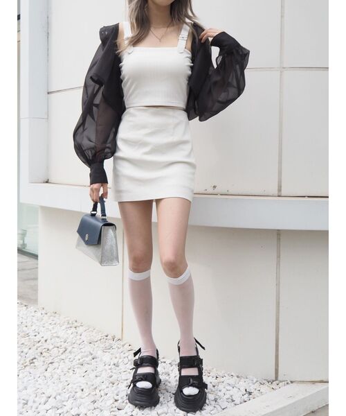 EVRIS（エヴリス）の「シアークロップドシャツ（シャツ/ブラウス・レディース・ブラック/ピンク/ブルー/ホワイト・FREE）」の14枚目の写真