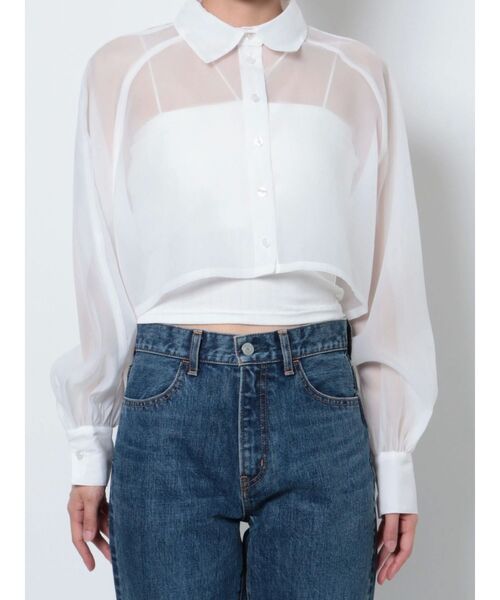 EVRIS（エヴリス）の「シアークロップドシャツ（シャツ/ブラウス・レディース・ブラック/ピンク/ブルー/ホワイト・FREE）」の15枚目の写真