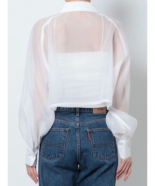 EVRIS（エヴリス）の「シアークロップドシャツ（シャツ/ブラウス・レディース・ブラック/ピンク/ブルー/ホワイト・FREE）」の7枚目の写真