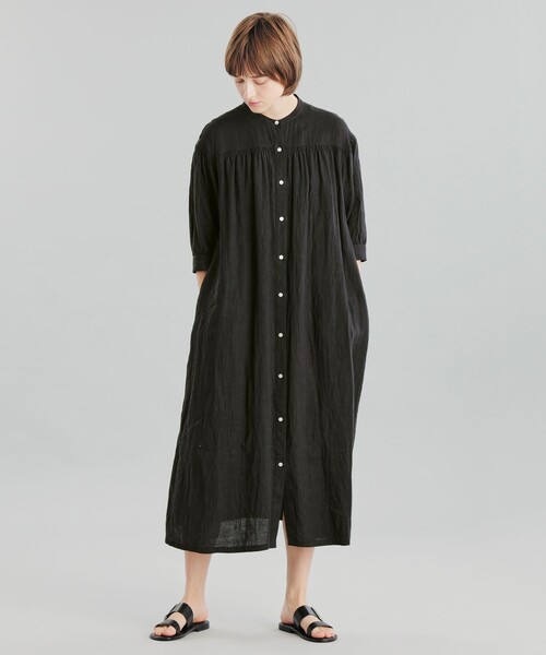 MACKINTOSH PHILOSOPHY（ﾏｯｷﾝﾄｯｼｭ ﾌｨﾛｿﾌｨｰ）の「GREY LABEL リネンシャーリングドレス（ワンピース・レディース・ブラック/ライトブルー・2）」の5枚目の写真