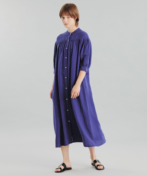 MACKINTOSH PHILOSOPHY（ﾏｯｷﾝﾄｯｼｭ ﾌｨﾛｿﾌｨｰ）の「GREY LABEL リネンシャーリングドレス（ワンピース・レディース・ブラック/ライトブルー・2）」の8枚目の写真