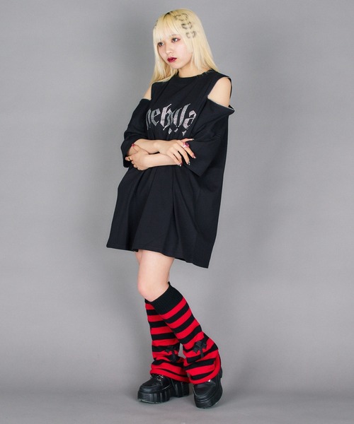 WEGO(ウィゴー)の「WEGO/【一部店限定】肩空きシルバーラインストーンT(Tシャツ/カットソー・レディース・ブラック/ホワイト・FREE)」の10枚目の写真