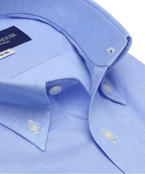 TOKYO SHIRTS(トウキョウシャツ)の「形態安定ノーアイロン ボタンダウン 長袖ビジネスニットワイシャツ(大きいサイズ・長いサイズ)(ビジネスシャツ・メンズ・ブルー・首回り45cm-裄丈82cm/首回り45cm-裄丈86cm/首回り45cm-裄丈90cm/首回り43cm-裄丈90cm/首回り47cm-裄丈90cm/首回り47cm-裄丈86cm/首回り42cm-裄丈90cm/首回り39cm-裄丈88cm)」の5枚目の写真