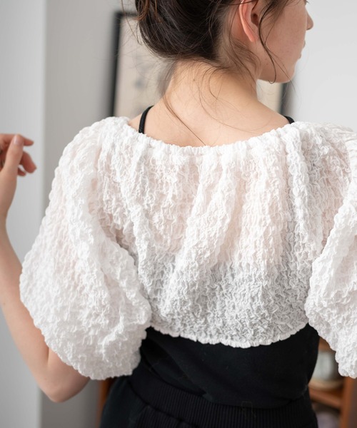 WEGO(ウィゴー)の「WEGO/シアーボレロ(カーディガン/ボレロ・レディース・ホワイト/サックスブルー・FREE)」の7枚目の写真