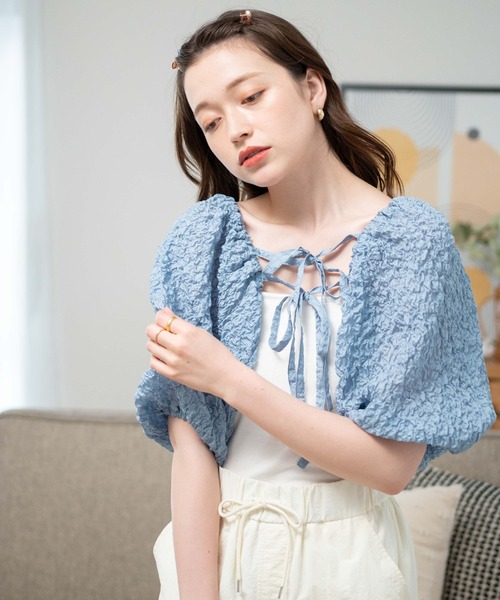 WEGO(ウィゴー)の「WEGO/シアーボレロ(カーディガン/ボレロ・レディース・ホワイト/サックスブルー・FREE)」の14枚目の写真