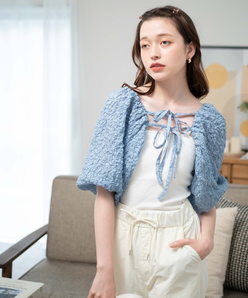 WEGO(ウィゴー)の「WEGO/シアーボレロ(カーディガン/ボレロ・レディース・ホワイト/サックスブルー・FREE)」の15枚目の写真