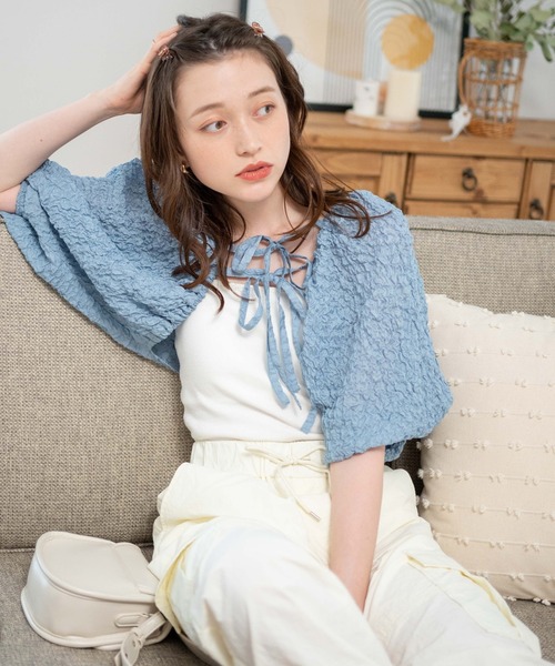 WEGO(ウィゴー)の「WEGO/シアーボレロ(カーディガン/ボレロ・レディース・ホワイト/サックスブルー・FREE)」の16枚目の写真