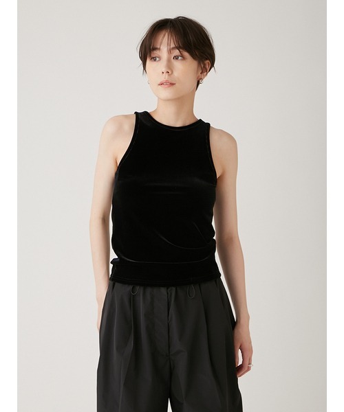 emmi（エミ）の「【emmi atelier】2wayベロアタンクトップ（タンクトップ・レディース・ブラック/バーガンディー/グレー・FREE）」の2枚目の写真