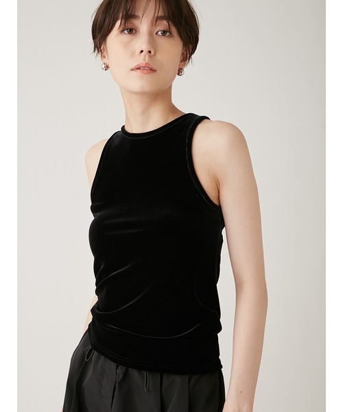 emmi（エミ）の「【emmi atelier】2wayベロアタンクトップ（タンクトップ・レディース・ブラック/バーガンディー/グレー・FREE）」の4枚目の写真