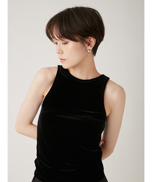 emmi（エミ）の「【emmi atelier】2wayベロアタンクトップ（タンクトップ・レディース・ブラック/バーガンディー/グレー・FREE）」の7枚目の写真