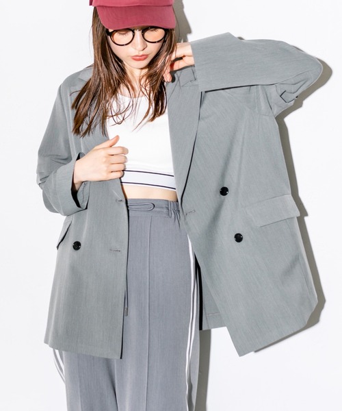 OLIVE des OLIVE（オリーブデオリーブ）の「2WAYスリーブテーラードジャケット　1032070030（テーラードジャケット・レディース・チャコールグレー/ストライプ・FREE）」の2枚目の写真