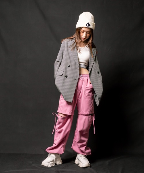 OLIVE des OLIVE（オリーブデオリーブ）の「2WAYスリーブテーラードジャケット　1032070030（テーラードジャケット・レディース・チャコールグレー/ストライプ・FREE）」の14枚目の写真