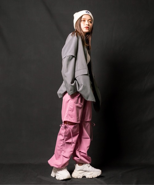 OLIVE des OLIVE（オリーブデオリーブ）の「2WAYスリーブテーラードジャケット　1032070030（テーラードジャケット・レディース・チャコールグレー/ストライプ・FREE）」の15枚目の写真