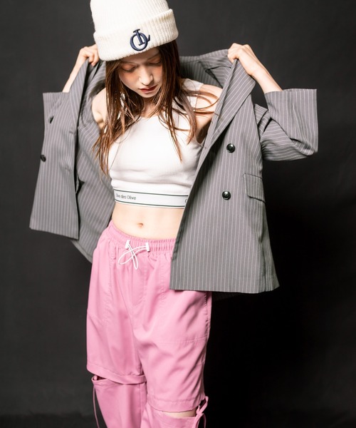 OLIVE des OLIVE（オリーブデオリーブ）の「2WAYスリーブテーラードジャケット　1032070030（テーラードジャケット・レディース・チャコールグレー/ストライプ・FREE）」の18枚目の写真