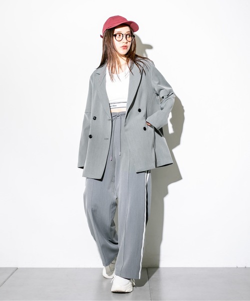 OLIVE des OLIVE（オリーブデオリーブ）の「2WAYスリーブテーラードジャケット　1032070030（テーラードジャケット・レディース・チャコールグレー/ストライプ・FREE）」の3枚目の写真