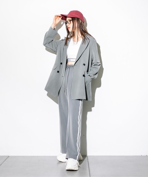 OLIVE des OLIVE（オリーブデオリーブ）の「2WAYスリーブテーラードジャケット　1032070030（テーラードジャケット・レディース・チャコールグレー/ストライプ・FREE）」の4枚目の写真