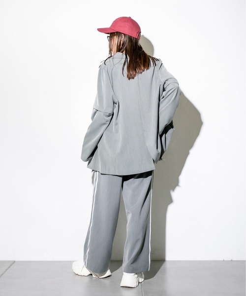 OLIVE des OLIVE（オリーブデオリーブ）の「2WAYスリーブテーラードジャケット　1032070030（テーラードジャケット・レディース・チャコールグレー/ストライプ・FREE）」の5枚目の写真