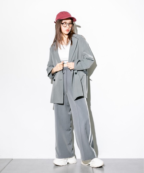 OLIVE des OLIVE（オリーブデオリーブ）の「2WAYスリーブテーラードジャケット　1032070030（テーラードジャケット・レディース・チャコールグレー/ストライプ・FREE）」の6枚目の写真