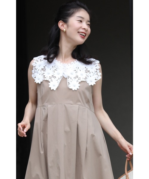 重ね着も可愛い。デコルテ覆う白花レース襟のカットソートップス（Tシャツ/カットソー）｜CAWAII（カワイイ）