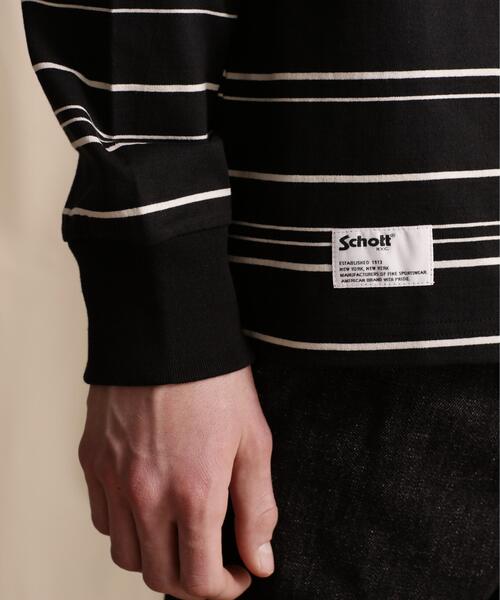 schott(ショット)の「【直営限定】Schott/ショット/RANDOM BORDER LS T-SHIRT/ランダムボーダー ロンT(Tシャツ/カットソー・メンズ・ブラック/ナチュラル・L/XL/M/2XL)」の21枚目の写真