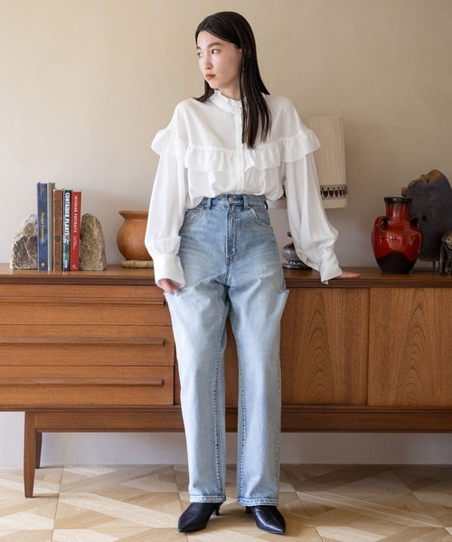 LOWRYS FARM（ローリーズファーム）の「フリルブラウスロングスリーブ  909539（シャツ/ブラウス・レディース・ブラック/ホワイト/ブルー・FREE）」の6枚目の写真