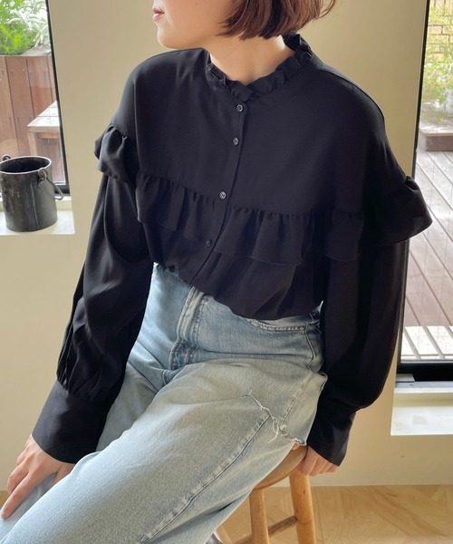 LOWRYS FARM（ローリーズファーム）の「フリルブラウスロングスリーブ  909539（シャツ/ブラウス・レディース・ブラック/ホワイト/ブルー・FREE）」の20枚目の写真