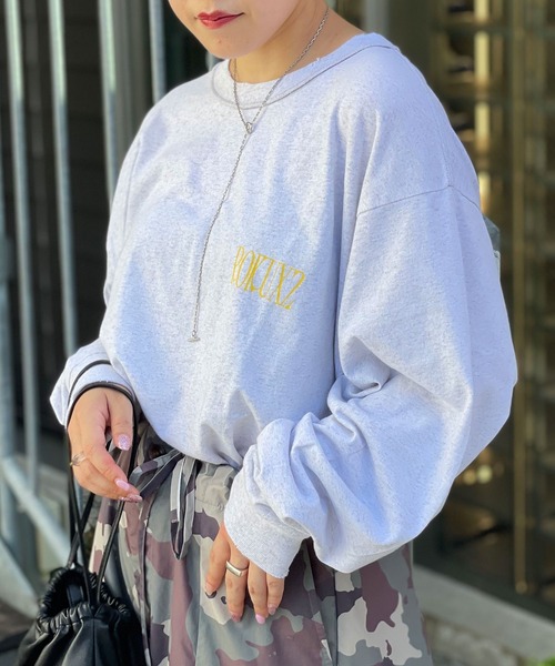 CIAOPANIC(チャオパニック)の「ダメージオーバーロゴロンT(Tシャツ/カットソー・レディース・グレー/チャコールグレー/ブルー・MEDIUM/LARGE)」の2枚目の写真