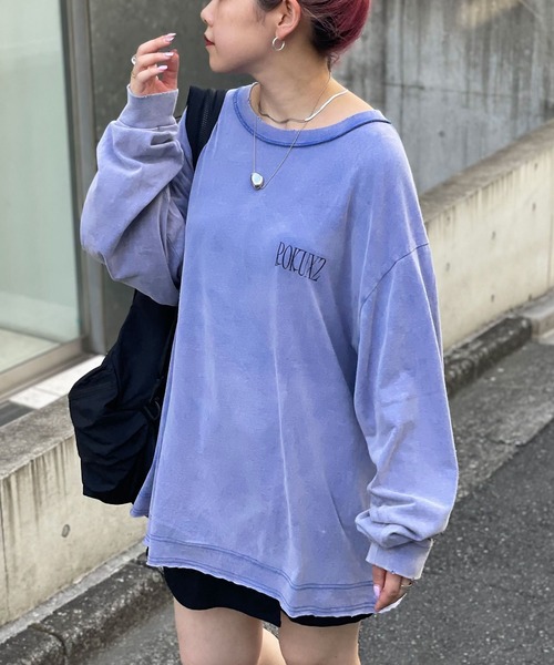 CIAOPANIC(チャオパニック)の「ダメージオーバーロゴロンT(Tシャツ/カットソー・レディース・グレー/チャコールグレー/ブルー・MEDIUM/LARGE)」の3枚目の写真