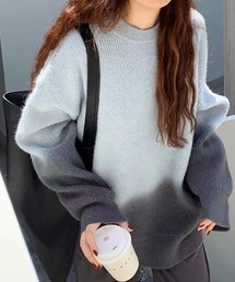 つり染めグラデーションニットプルオーバー