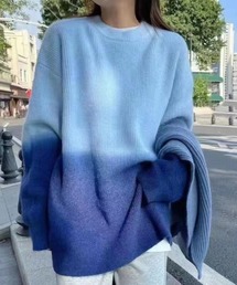つり染めグラデーションニットプルオーバー