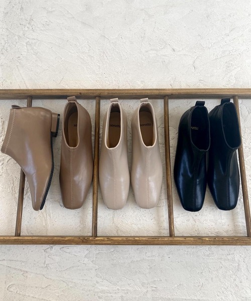 SOROTTO（ソロット）の「ふかふかインソール/スクエアトゥのストレッチアンクルブーツ（ブーツ・レディース・ブラック/ライトブラウン/ベージュ・3L/S/L/M/LL）」の6枚目の写真