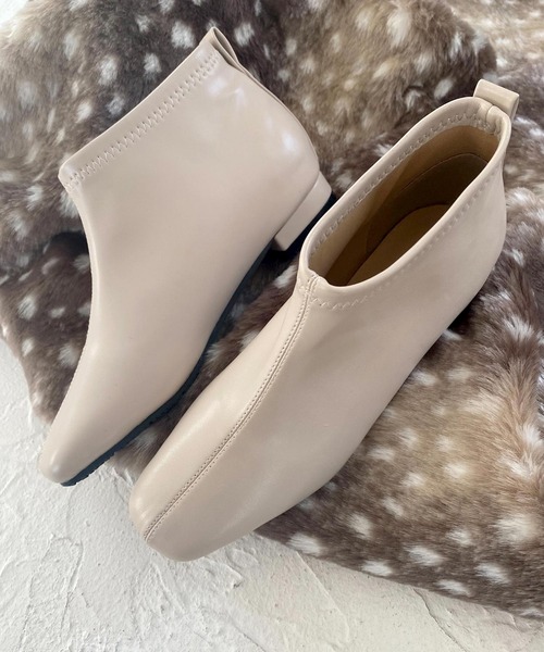 SOROTTO（ソロット）の「ふかふかインソール/スクエアトゥのストレッチアンクルブーツ（ブーツ・レディース・ブラック/ライトブラウン/ベージュ・3L/S/L/M/LL）」の7枚目の写真