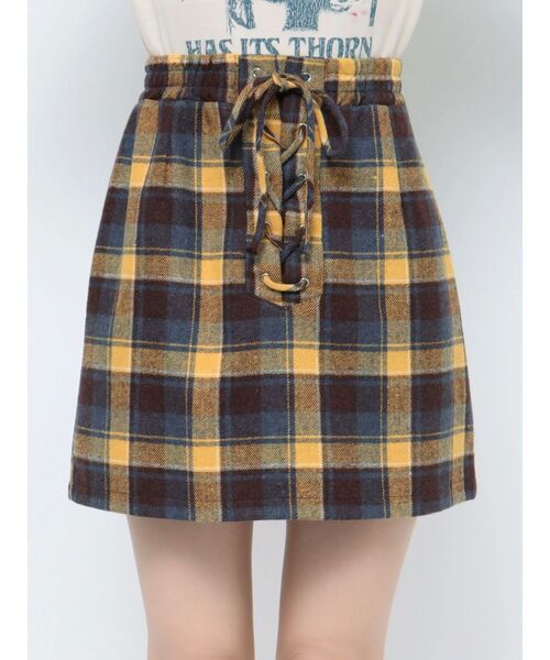 jouetie(ジュエティ)の「レースアップボックスミニスカート(スカート・レディース・ブルー/ブラック/イエロー・MEDIUM)」の4枚目の写真