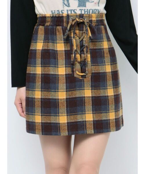 jouetie(ジュエティ)の「レースアップボックスミニスカート(スカート・レディース・ブルー/ブラック/イエロー・MEDIUM)」の14枚目の写真