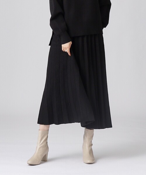 DRESKIP(ドレスキップ)の「◆【セットアップ可/洗える】上品でフェミニンな ニットスカート【ここちイージー】(スカート・レディース・ベージュ系その他2/ブルー/ブラック系2/ブラック/ブラック系5・02/03/04)」の2枚目の写真