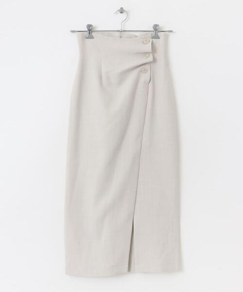 HEYUMM（ヘユム）の「ボタンディテールスカート（スカート・レディース・グレー/ライトベージュ/ブラック・MEDIUM/SMALL）」の18枚目の写真