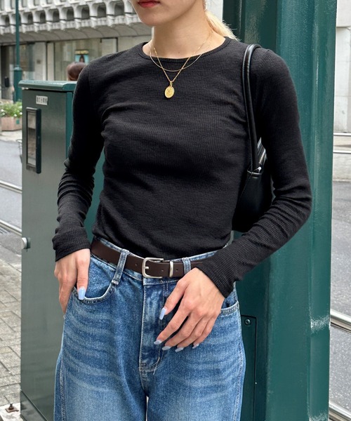 3.3 Field Trip （3.3フィールドトリップ）の「3.3 Field Trip／スリムフィットロングスリーブ  2978692（Tシャツ/カットソー・レディース・アイボリー/グリーン/イエロー/ブラック・FREE）」の2枚目の写真