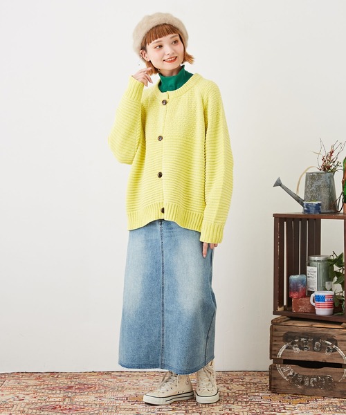 CUBE SUGAR(キューブシュガー)の「モール×ループヤーンニット切替カーディガン(カーディガン/ボレロ・レディース・ホワイト/オレンジ/イエロー/ブルー・M)」の10枚目の写真