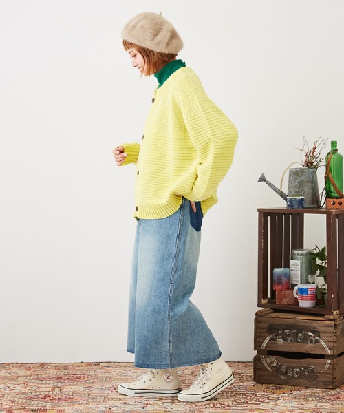 CUBE SUGAR(キューブシュガー)の「モール×ループヤーンニット切替カーディガン(カーディガン/ボレロ・レディース・ホワイト/オレンジ/イエロー/ブルー・M)」の11枚目の写真